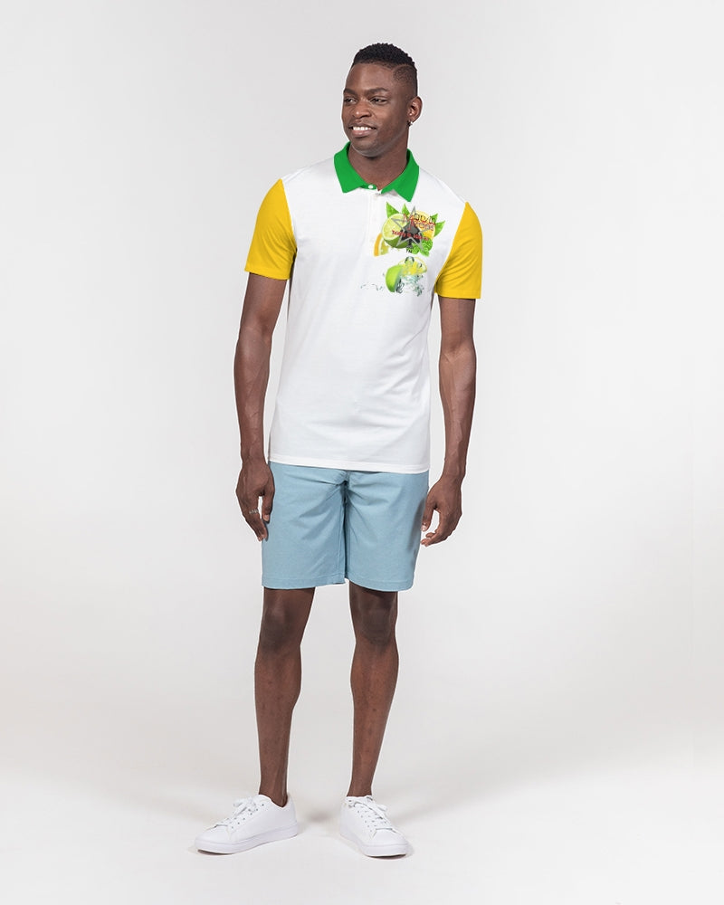 Lemon Lime splash Green Bay  by Marvin Jeans and Trinity D Marvin Men's Slim Fit Short Sleeve Polo