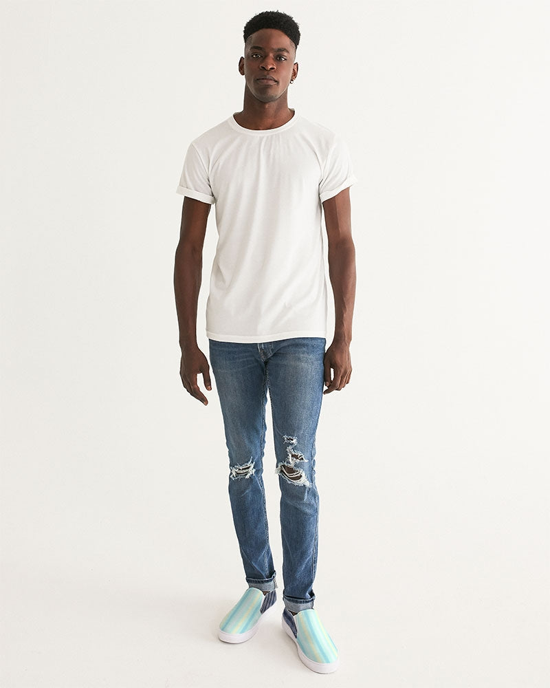 Blue stripes pin stripes BY MARVIN JEANS Men's Slip-On Canvas Shoe