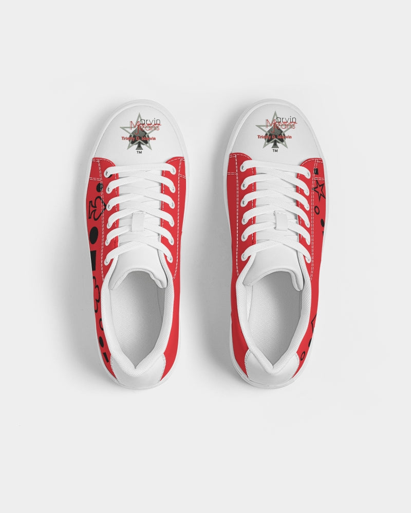Red and white Men's Faux-Leather Sneaker