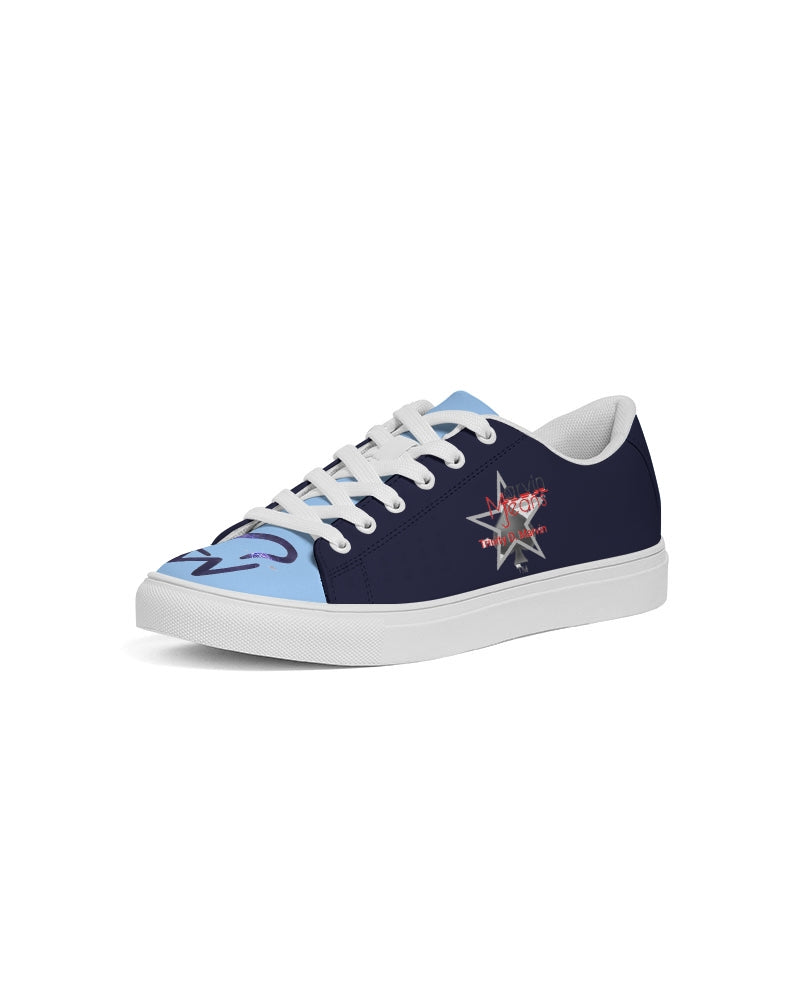 Navy blue baby blue Men's Faux-Leather Sneaker