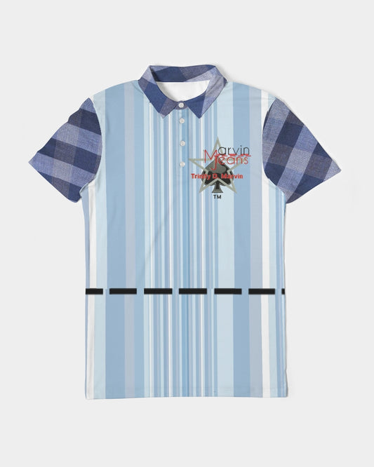 Blue stripes mix Men's Slim Fit Short Sleeve Polo