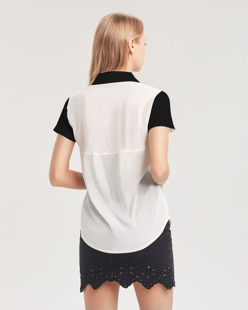 Black and white by Marvin Jeans and Trinity D Marvin Women's Short Sleeve Button Up