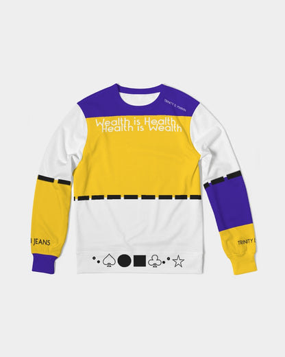 Health is wealth BY MARVIN JEANS Men's Classic French Terry Crewneck Pullover