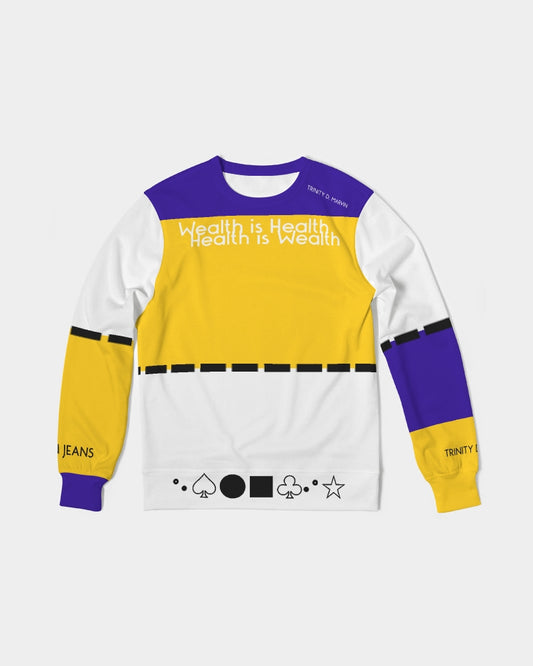 Health is wealth BY MARVIN JEANS Men's Classic French Terry Crewneck Pullover