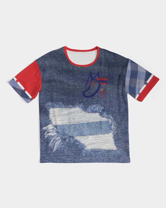 Denim red blue stripes by Marvin Jeans and Trinity D Marvin Men's Premium Heavyweight Tee
