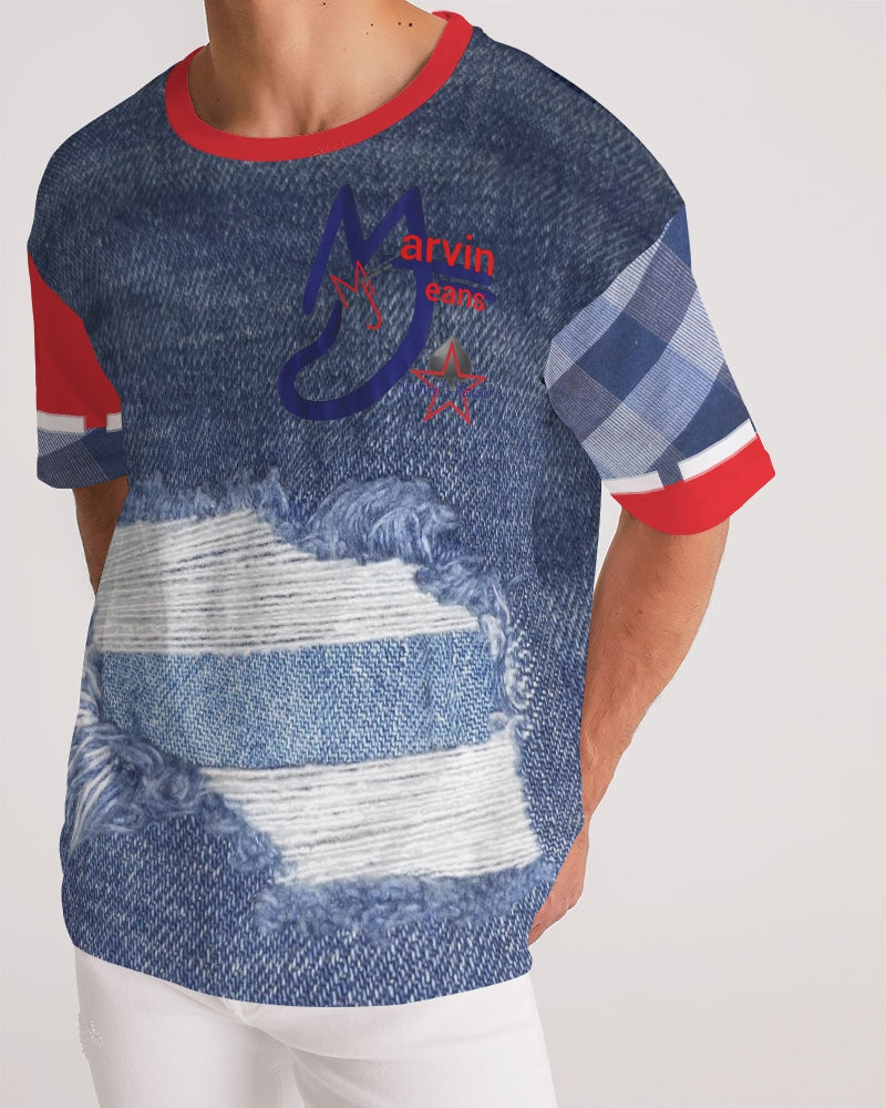 Denim red blue stripes by Marvin Jeans and Trinity D Marvin Men's Premium Heavyweight Tee