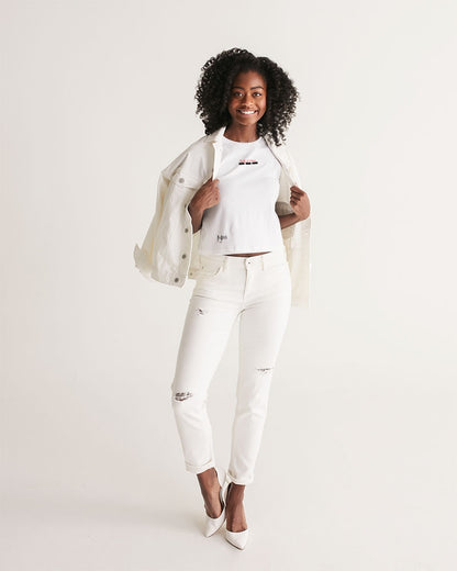 All white by Trinity D. Marvin Women's Cropped Tank