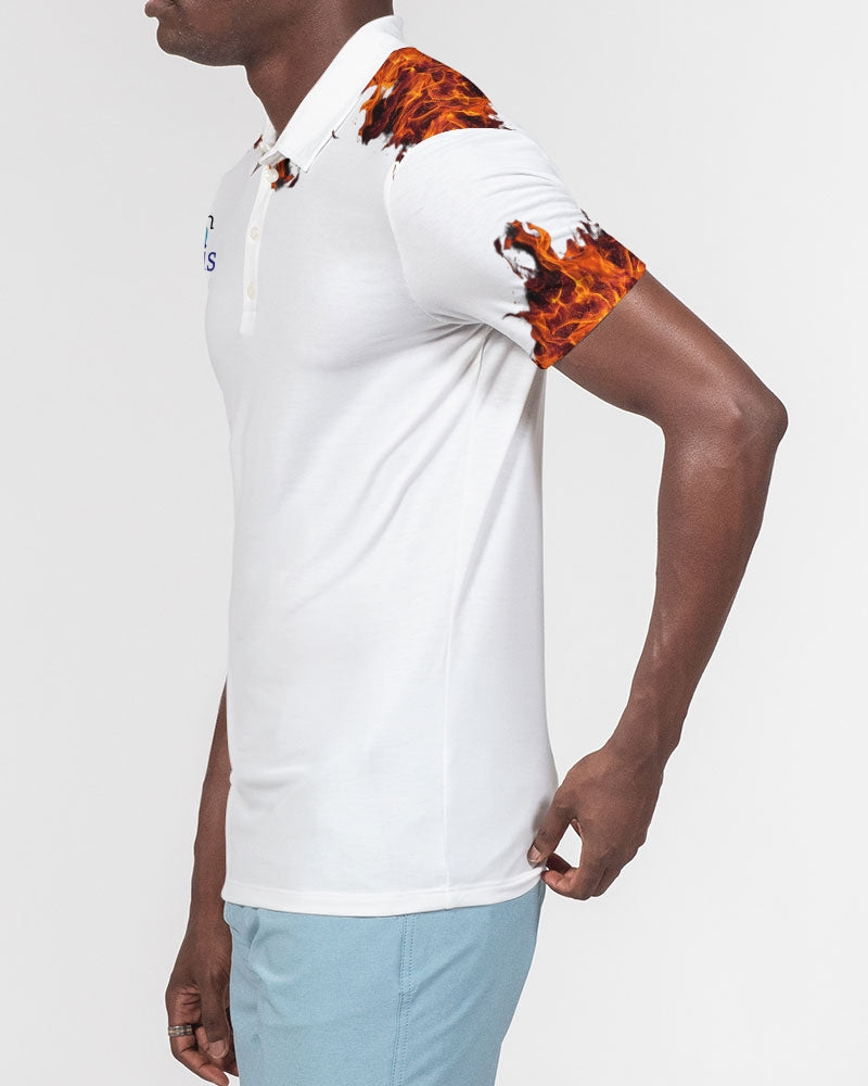 London Paris fire by Marvin Jeans and Trinity D Marvin Men's Slim Fit Short Sleeve Polo