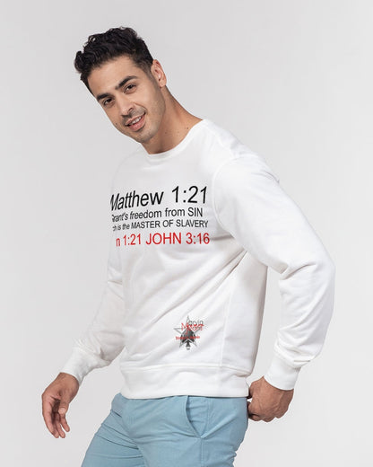Gospel message freedom from sin BY MARVIN JEANS Men's Classic French Terry Crewneck Pullover