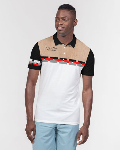 Woodgrain black Men's Slim Fit Short Sleeve Polo