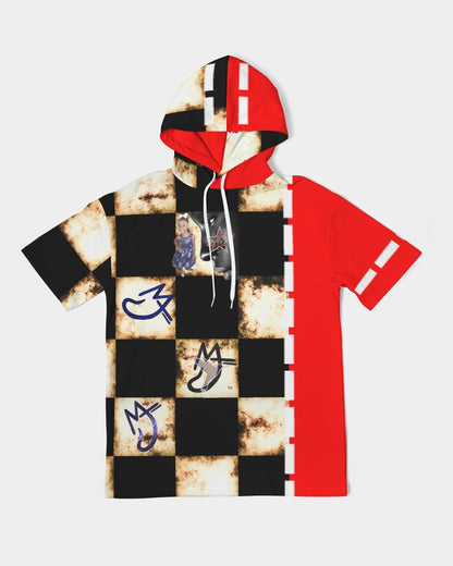 Bold gold red logo's by Marvin Jeans and Trinity D Marvin Men's Premium Heavyweight Short Sleeve Hoodie
