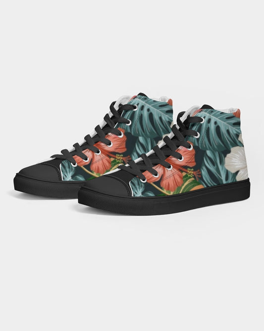 Garden splash by Trinity D. Marvin and Marvin Jeans  Men's Hightop Canvas Shoe - Black
