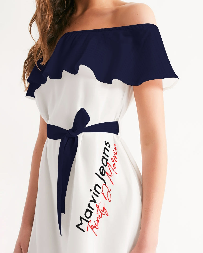 Navy Blue by Marvin Jeans and Trinity D Marvin Women's Off-Shoulder Dress