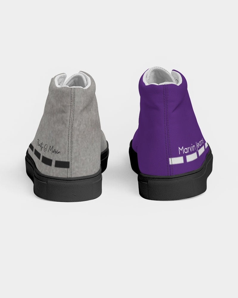 Cool grey mix half purple by Marvin Jeans and Trinity D Marvin Men's Hightop Canvas Shoe - Black