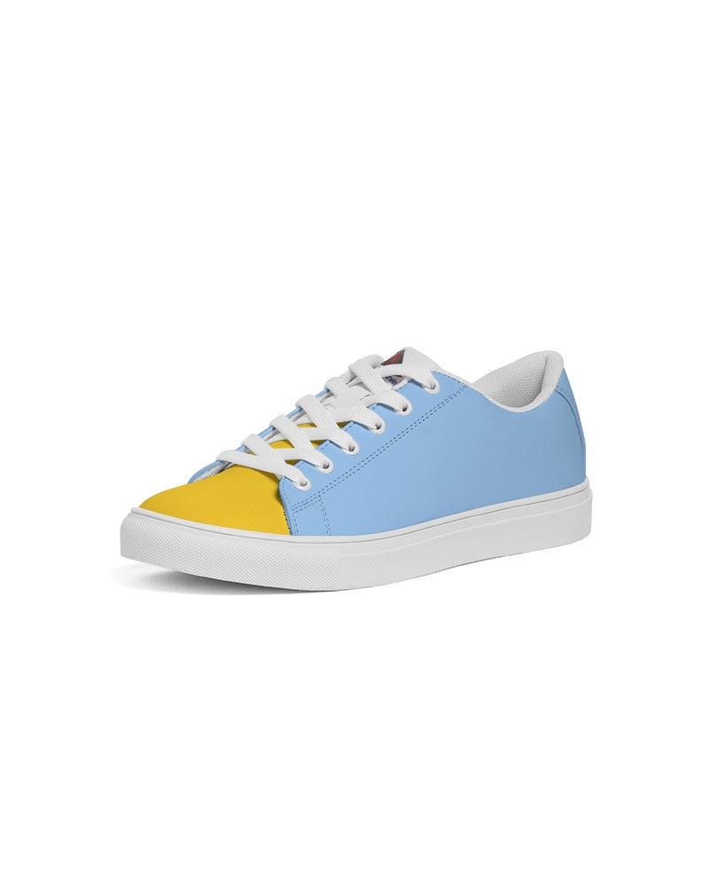 Yellow baby blue Men's Faux-Leather Sneaker
