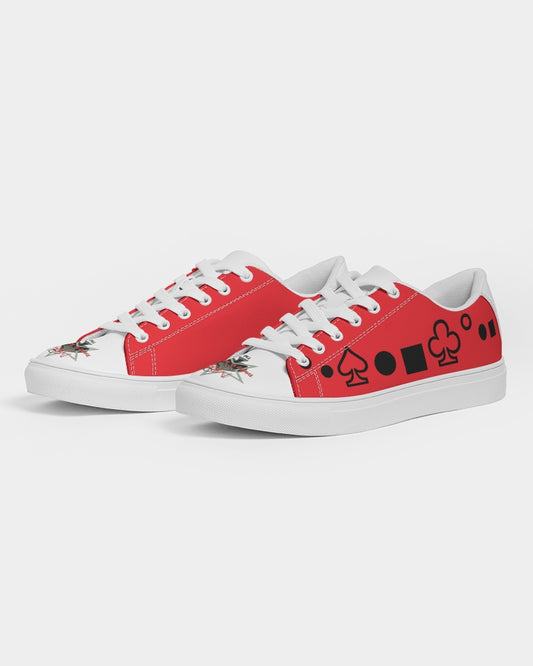 Red and white Men's Faux-Leather Sneaker