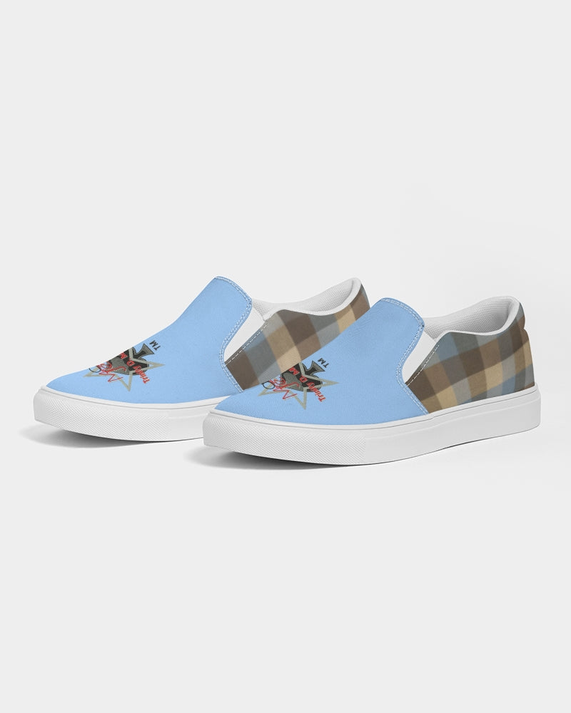 @plaids baby blue Men's Slip-On Canvas Shoe