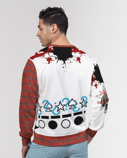 Brick city red awesome print by Marvin Jeans and Trinity D Marvin Men's Classic French Terry Crewneck Pullover