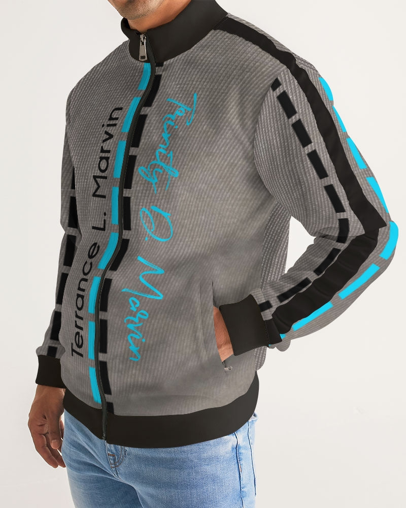 Dark grid by Marvin Jeans and Trinity D Marvin Men's Stripe-Sleeve Track Jacket