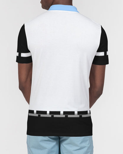 Black baby blue Men's Slim Fit Short Sleeve Polo