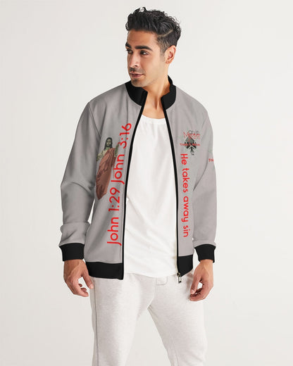 Light grey John 3:16 by Marvin Jeans and Trinity D Marvin Men's Track Jacket