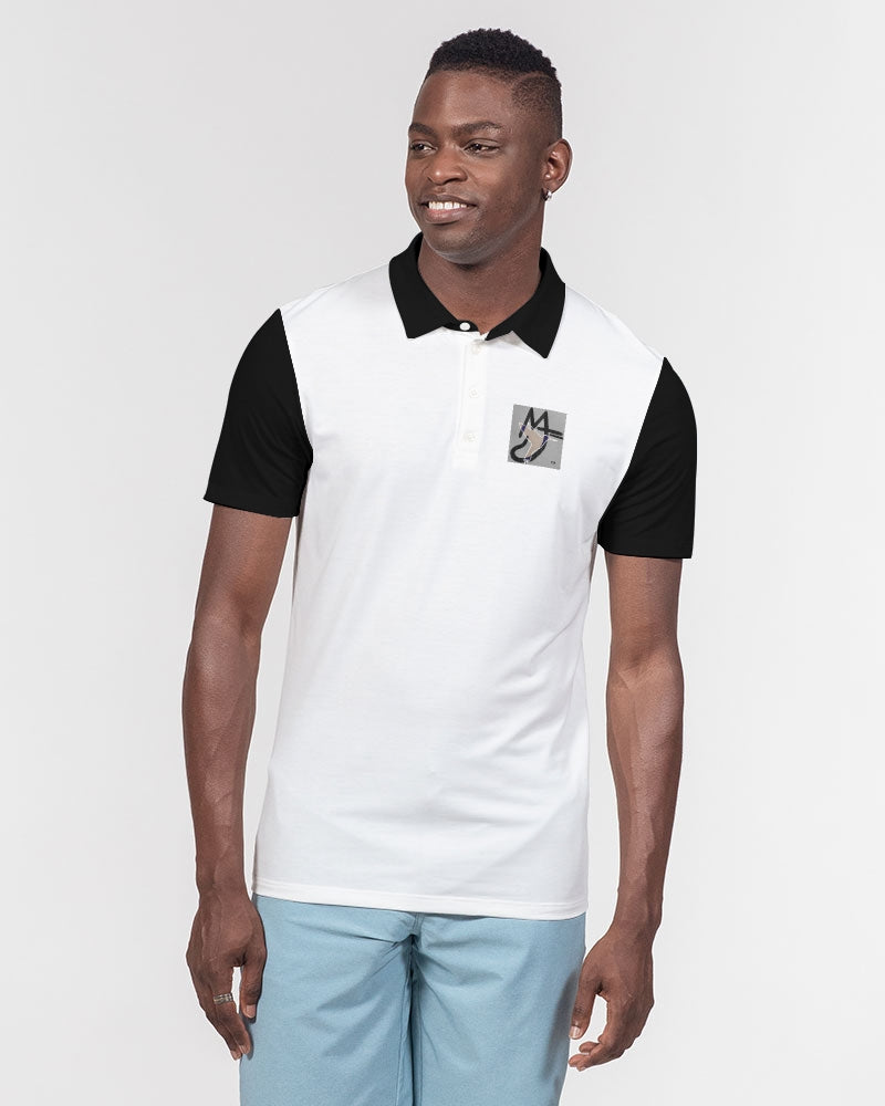 Black and white BY MARVIN JEANS Men's Slim Fit Short Sleeve Polo