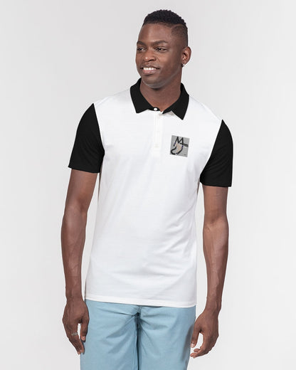Black and white BY MARVIN JEANS Men's Slim Fit Short Sleeve Polo