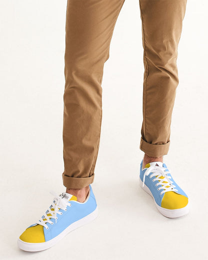 Yellow baby blue Men's Faux-Leather Sneaker