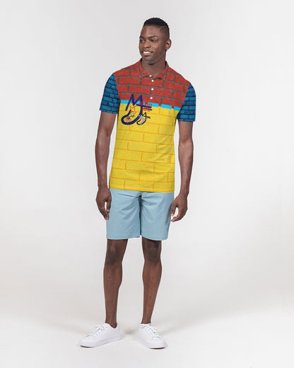 Brick city mix red, yellow , blue by Marvin Jeans and Trinity D Marvin Men's Slim Fit Short Sleeve Polo