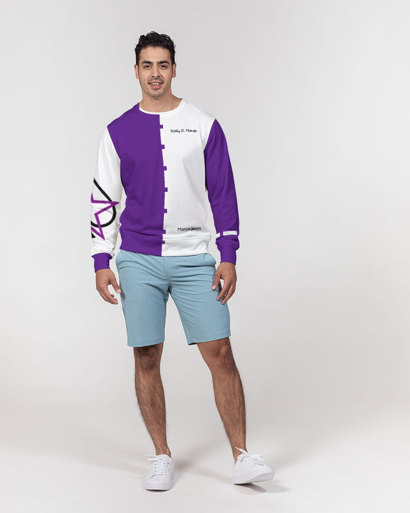 Purple half white Men's Classic French Terry Crewneck Pullover