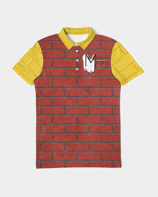 Brick city Red Yellow by Marvin Jeans and Trinity D Marvin Men's Slim Fit Short Sleeve Polo