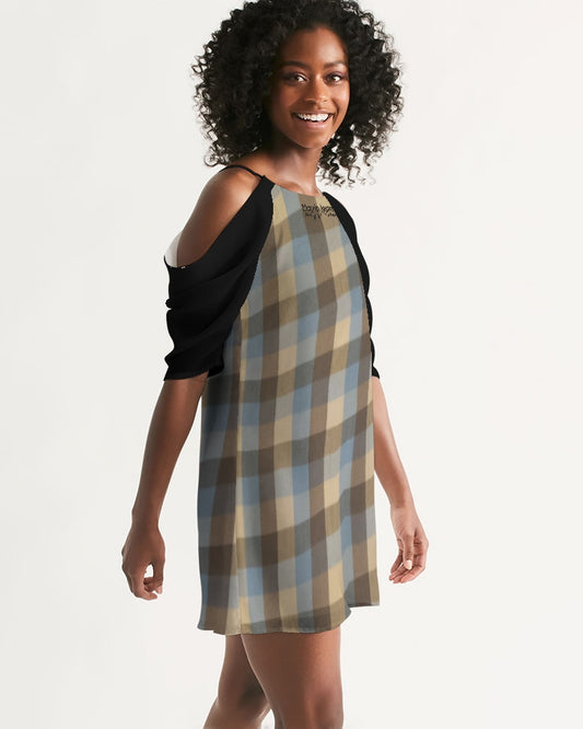 @plaids Women's Open Shoulder A-Line Dress