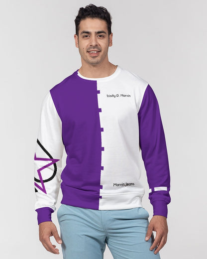Purple half white Men's Classic French Terry Crewneck Pullover