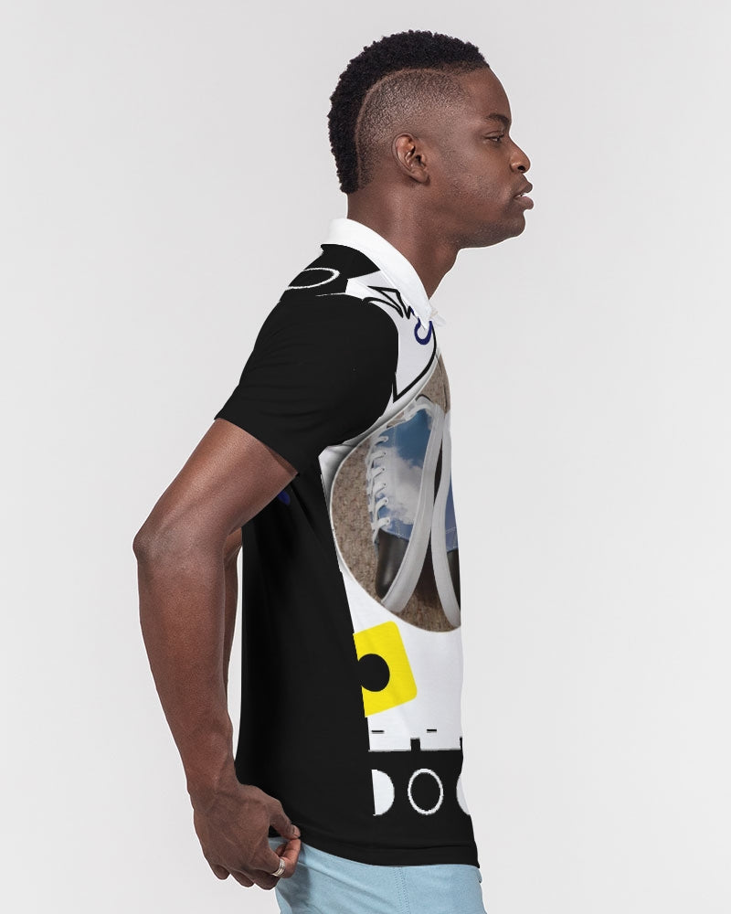 Black designer BY MARVIN JEANS Men's Slim Fit Short Sleeve Polo