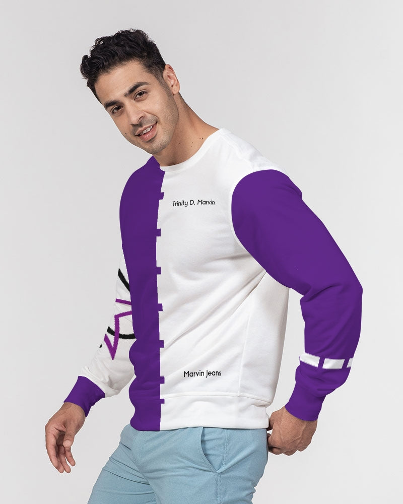 Purple half white Men's Classic French Terry Crewneck Pullover