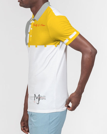 Yellow mixture BY MARVIN JEANS Men's Slim Fit Short Sleeve Polo