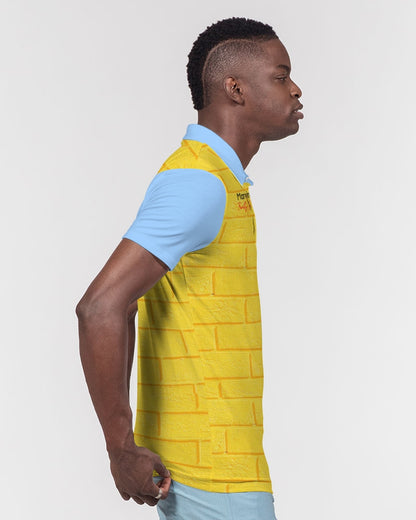 Brick city Yellow baby blue Marvin Jeans and Trinity D Marvin Men's Slim Fit Short Sleeve Polo