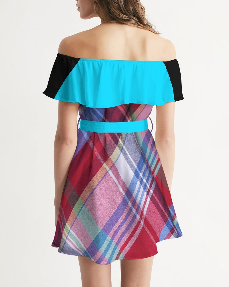Glory plaids by Marvin Jeans and Trinity D Marvin Women's Off-Shoulder Dress