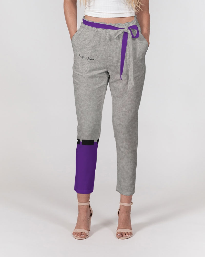 Purple cool grey Trinity D Marvin Women's Belted Tapered Pants
