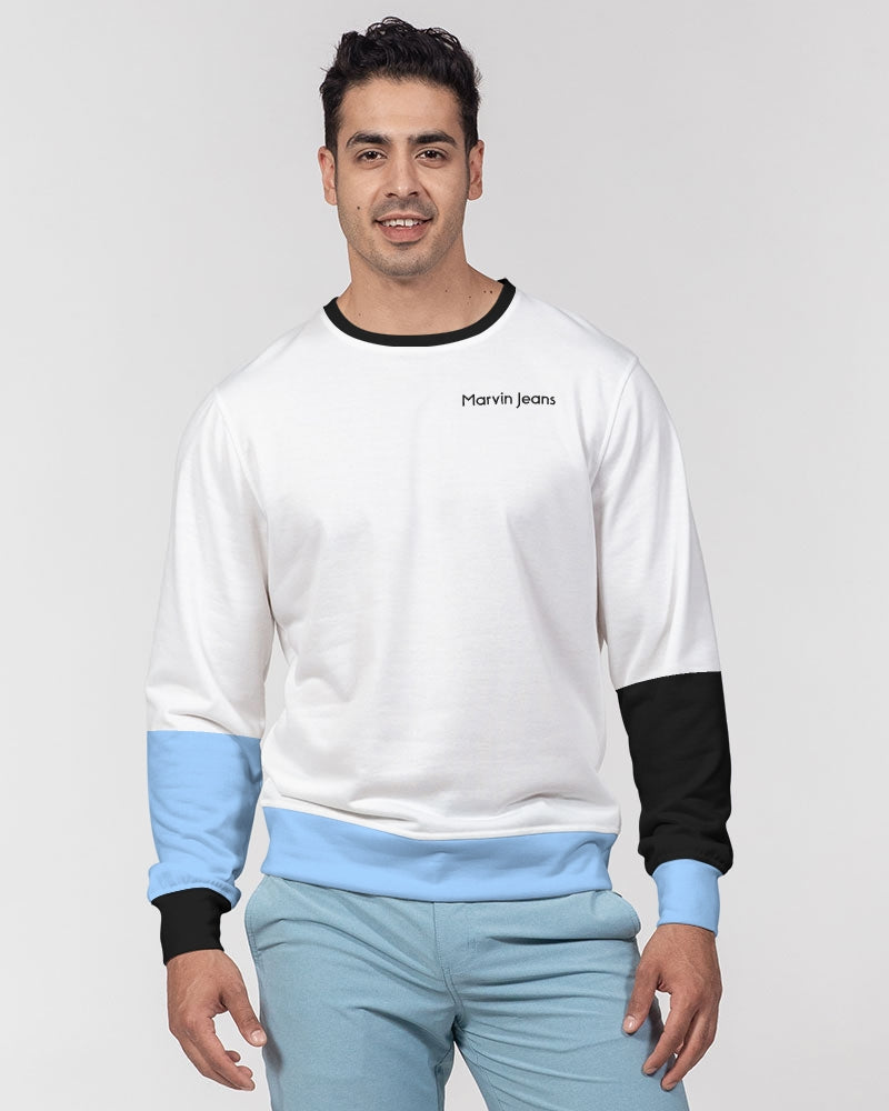 Baby blue by Marvin Jeans Men's Classic French Terry Crewneck Pullover