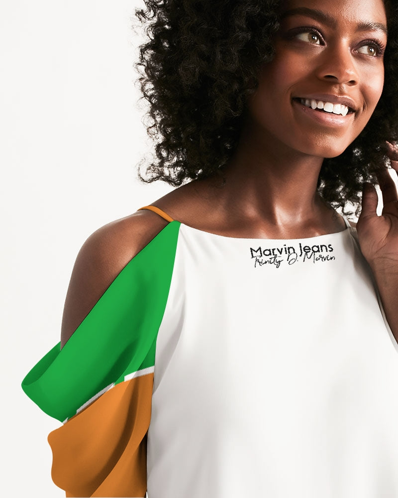Crazy mix by Marvin Jeans and Trinity D Marvin Women's Open Shoulder A-Line Dress