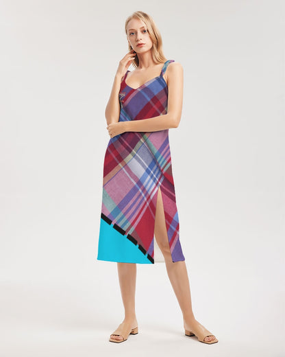 Glory plaids by Marvin Jeans and Trinity D Marvin Women's Tie Strap Split Dress