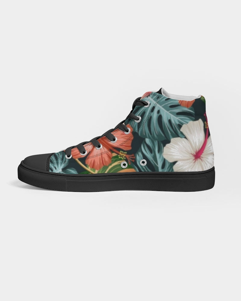 Garden splash by Trinity D. Marvin and Marvin Jeans  Men's Hightop Canvas Shoe - Black