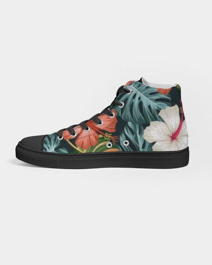 Garden splash by Trinity D. Marvin and Marvin Jeans  Men's Hightop Canvas Shoe - Black
