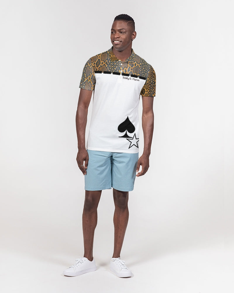 Calf print by Marvin JEANS Men's Slim Fit Short Sleeve Polo