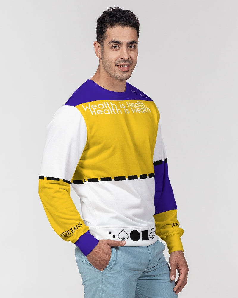 Health is wealth BY MARVIN JEANS Men's Classic French Terry Crewneck Pullover
