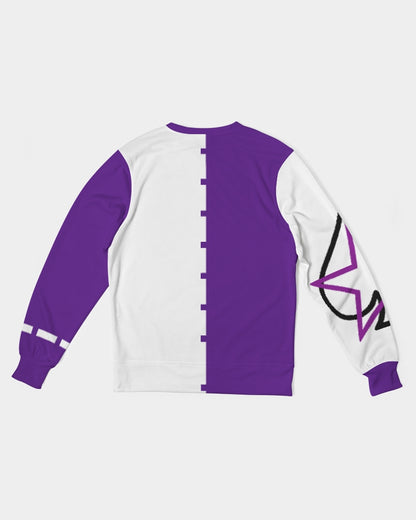 Purple half white Men's Classic French Terry Crewneck Pullover