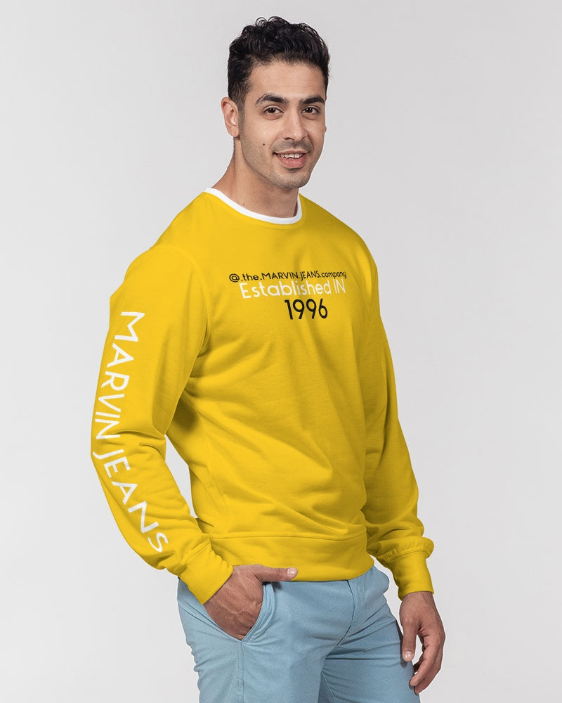 Yellow BY MARVIN JEANS Men's Classic French Terry Crewneck Pullover