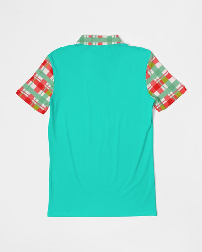 Color grid dark mint by Marvin Jeans and Trinity D Marvin Men's Slim Fit Short Sleeve Polo