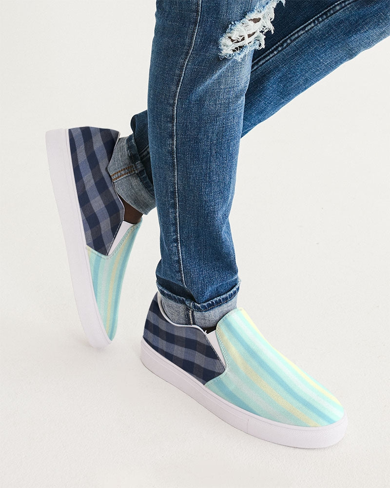 Blue stripes pin stripes BY MARVIN JEANS Men's Slip-On Canvas Shoe